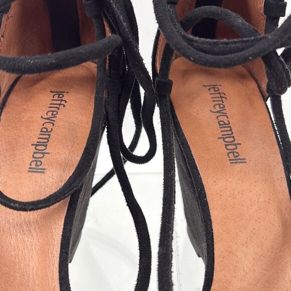 Jeffrey Campbell Ouvert Ballerina Ankle Wrap Wedge‎ Sandal Pointed Toe Black 7.5 - Picture 8 of 10